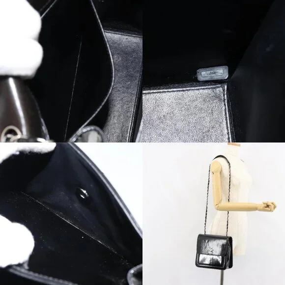 CHANEL Flap Chain Shoulder Bag Patent leather Black Silver CC Auth bs30494 - Picture 13 of 15